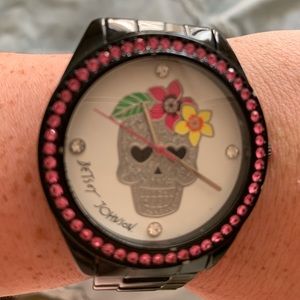 Black Betsey Johnson Skull Watch